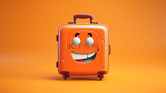 活泼的行李箱带来欢乐的 3D 角色