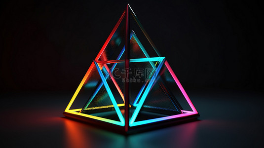 具有几何图案的不可能三角形的令人惊叹的 3D 插图