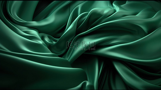 绿色丝绸中的抽象时尚背景令人惊叹的 3d 渲染