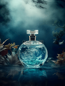 香水瓶花卉植物梦幻摄影广告背景