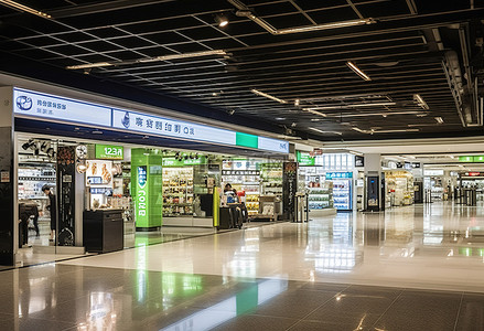 中间镂空背景图片_机场中间的一些商店