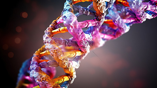 细胞医学背景图片_解码基因组 显微镜下化学过程和 DNA 螺旋突变的 3D 虚拟模型 高科技医学的进步