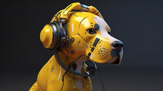 黄人背景图片_3D 工程黄盔机器狗