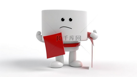 有礼红色背景图片_白色背景上的禁止标志 3D 渲染的人物吉祥物拿着带红丝带的白色礼品盒