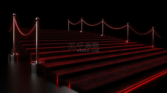 新年音乐派对背景图片_黑色背景与红地毯 3d 渲染图像