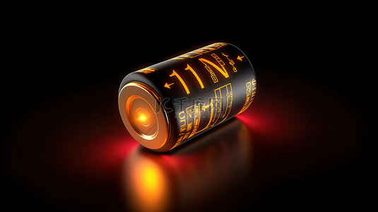 能量电池背景图片_黑色背景的 3D 渲染插图，完整电池图标显示 100