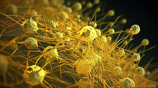 基因细胞背景图片_在 3d 中呈现的黄色微观细胞