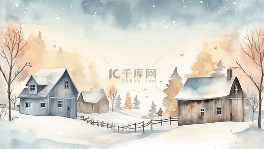 立冬雪花背景图片_冬天插画风景背景