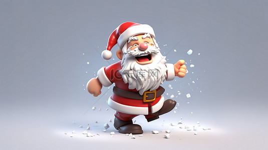 动漫薯条背景图片_俏皮的 3D 圣诞老人，带有欢乐的扭曲