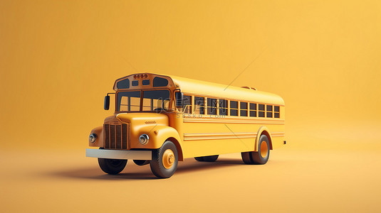 校车学校背景图片_米色背景与 3d 黄色校车