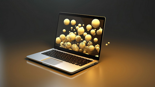 谈话背景图片_笔记本电脑参与泡沫谈话对话的 3D 插图