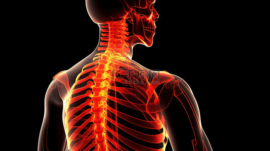生理现象背景图片_医学 3d 背景中突出显示的脊柱展示了良好和不良的姿势