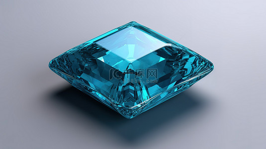 垫形方形海蓝宝石的 3d 渲染