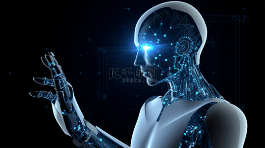 安卓app样机背景图片_蓝色机器人未来机器人技能网络商业背景图