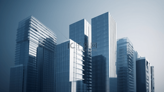 城市办公背景图片_蓝色现代大楼商务背景