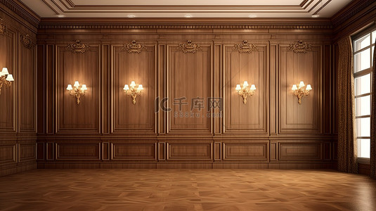 木框板背景图片_传统木镶板室内设计 3D