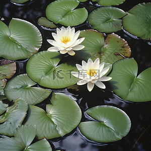 池塘花背景图片_池塘里一朵大睡莲，开着小白花
