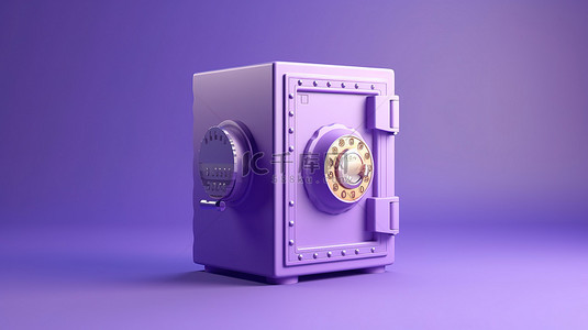 科技盾背景图片_安全地保存在紫色背景上的 3D 渲染概念插图用于金融