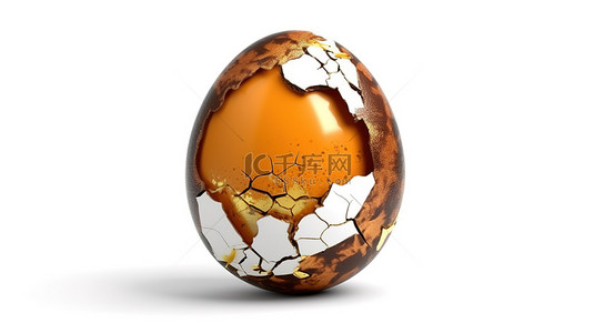 破裂鸡蛋背景图片_令人惊叹的 3D 插图，显示白色鸡蛋上破裂的油漆