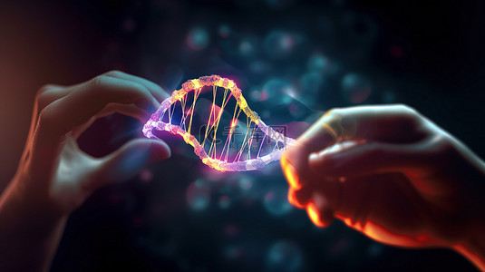 用镊子操纵 DNA 链的 3D 渲染
