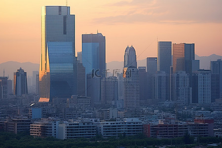 墨西哥牛油果产地背景图片_城市景观 墨西哥城市天际线 日落