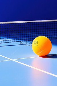 网上背景图片_橙色网上的乒乓球