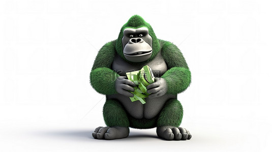 可爱小猪背景图片_有趣的 3d 猿抓着钱盒
