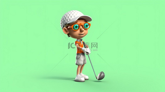 高尔夫卡通背景图片_顽皮的高尔夫爱好者的 3d 插图