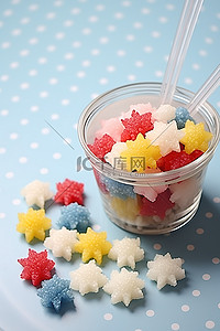 彩色注射器，含糖水果小碗糖白板
