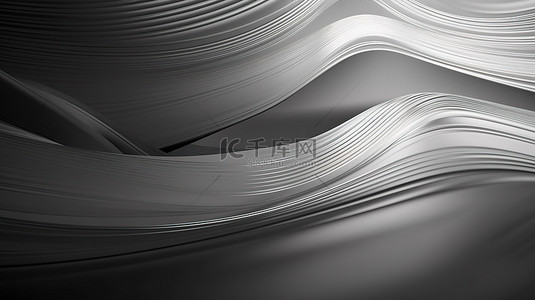具有 3d 呈现的银色灰色线条纹理的抽象背景