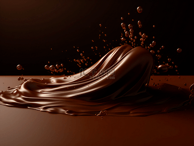 情人节巧克力背景背景图片_巧克力液体水花飞溅摄影广告背景