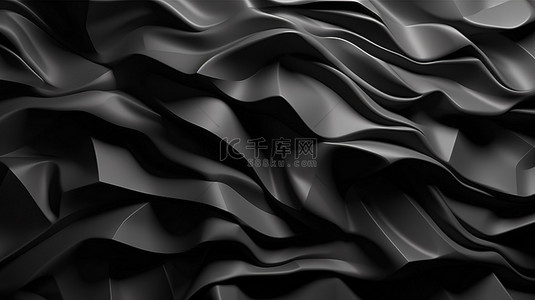 粗糙纸纹理背景图片_以皱巴巴的黑纸纹理为特色的 3D 插图的顶视图