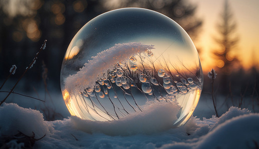 下雪猫背景图片_冬天冰晶雪地背景