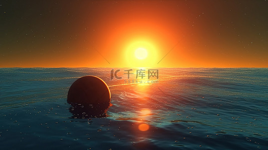 令人惊叹的 3D 渲染，闪耀在海洋行星上的双太阳