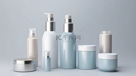 系列产品包装背景图片_3D 化妆品瓶系列模型