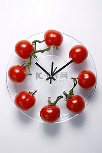 小时钟背景图片_上面有西红柿的时钟