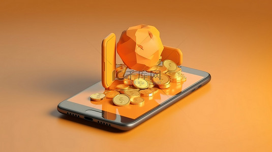 x喜乐元宵背景图片_粘土风格基于手机的支付保护的 3D 渲染插图