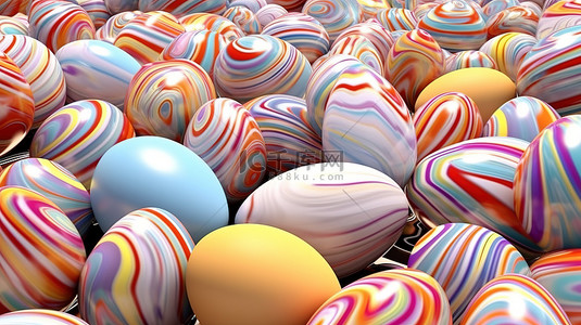 食品活动背景图片_3d 渲染的抽象复活节彩蛋背景