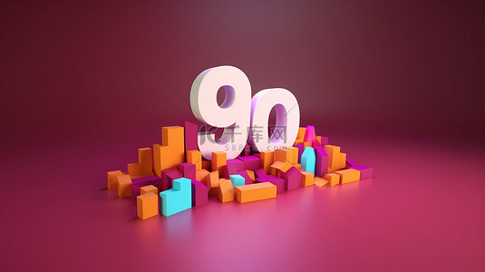 3D 渲染社交媒体设计与 9 万 Instagram 粉丝插图