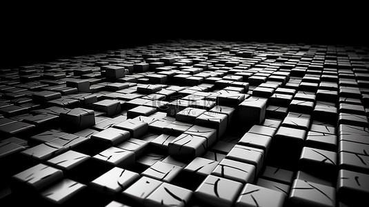 经典黑白背景图片_空中格子砖 3d 渲染经典黑白