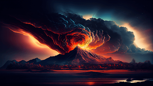 自然背景火山喷发