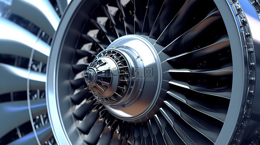 人力量背景图片_3D 渲染的飞机涡轮机的详细视图
