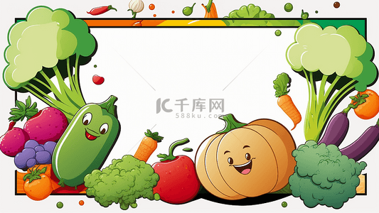 健康有机蔬菜背景图片_蔬菜白色可爱背景