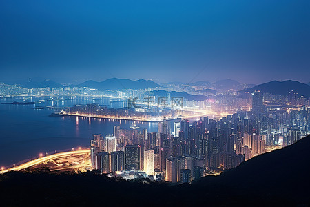 看山背景图片_从山顶看香港夜景