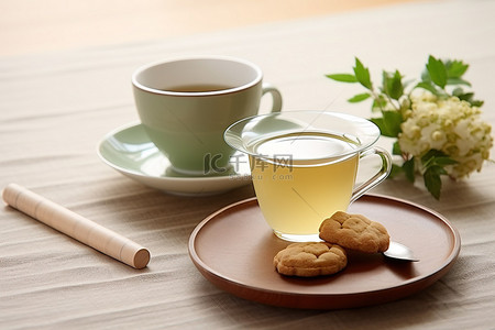 小茶背景图片_小茶加饼干绿茶