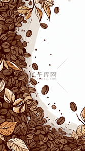 咖啡豆树叶扁平背景