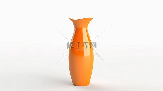 精致的橙色花瓶非常适合您在白色背景上以 3D 渲染的花束