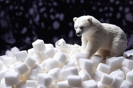 上高背景图片_大型白色玩具熊在糖块上高清照片