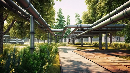 园区工业风格建筑设计3D渲染