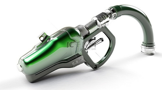 燃油背景图片_白色背景的 3D 渲染，带有汽油手枪泵燃油喷嘴和带有燃油滴的加油站加油机